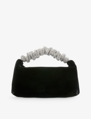 Shop Alexander Wang Black Scrunchie Velvet Top-handle Bag