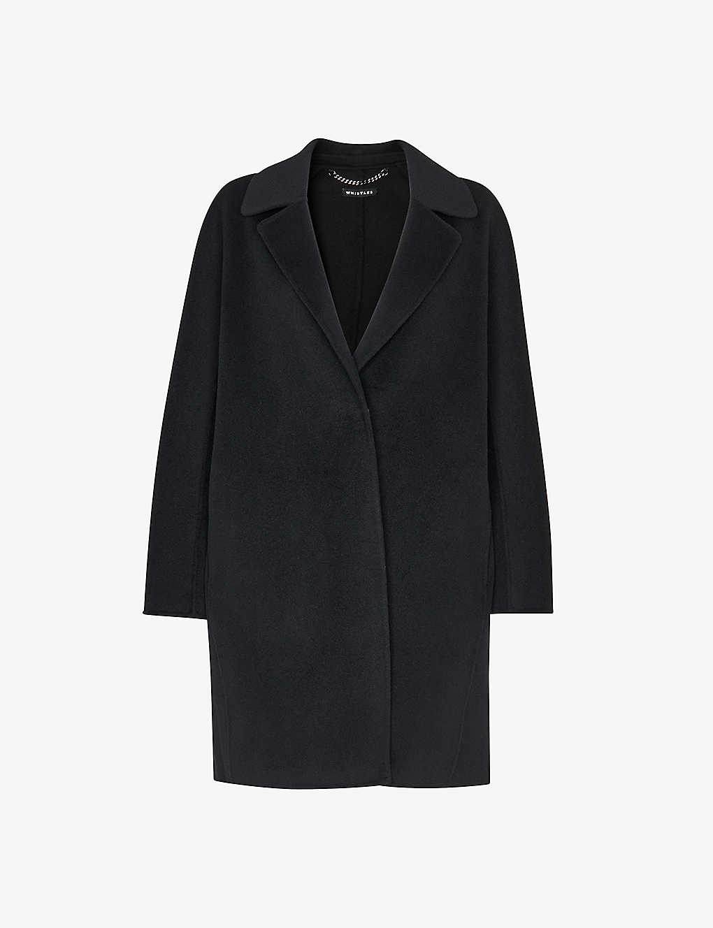 Whistles Womens Black Julia Double-faced Wool-blend Coat