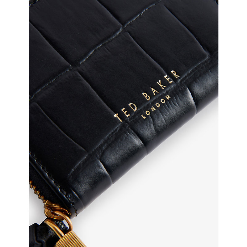 Shop Ted Baker Jet-black Wesmin Logo-print Leather Wallet