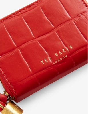 Shop Ted Baker Wesmin Logo-print Leather Wallet In Red