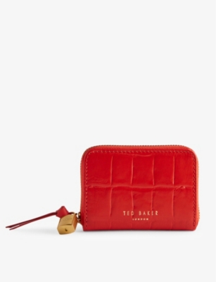 Shop Ted Baker Red Wesmin Logo-print Leather Wallet