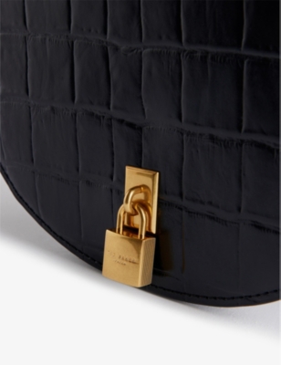 Shop Ted Baker Women's Jet-black Sohho Padlock-embellished Leather Shoulder Bag