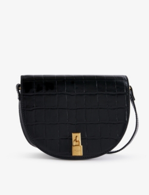Shop Ted Baker Women's Jet-black Sohho Padlock-embellished Leather Shoulder Bag