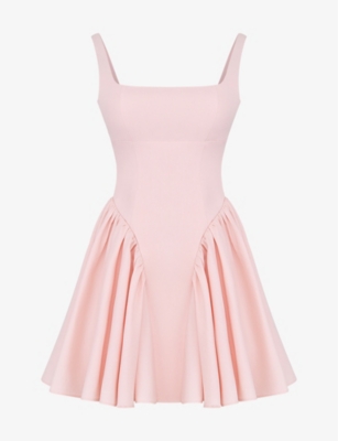 House Of Cb Womens Soft Peach Florianne Bow-embellished Cotton And Lyocell Mini Dress