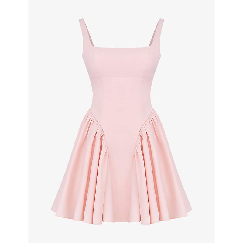 House Of Cb Womens Soft Peach Florianne Bow-embellished Cotton And Lyocell Mini Dress