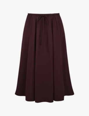 House Of Cb Cora Gathered Lace-up Skirt In Rich Brown