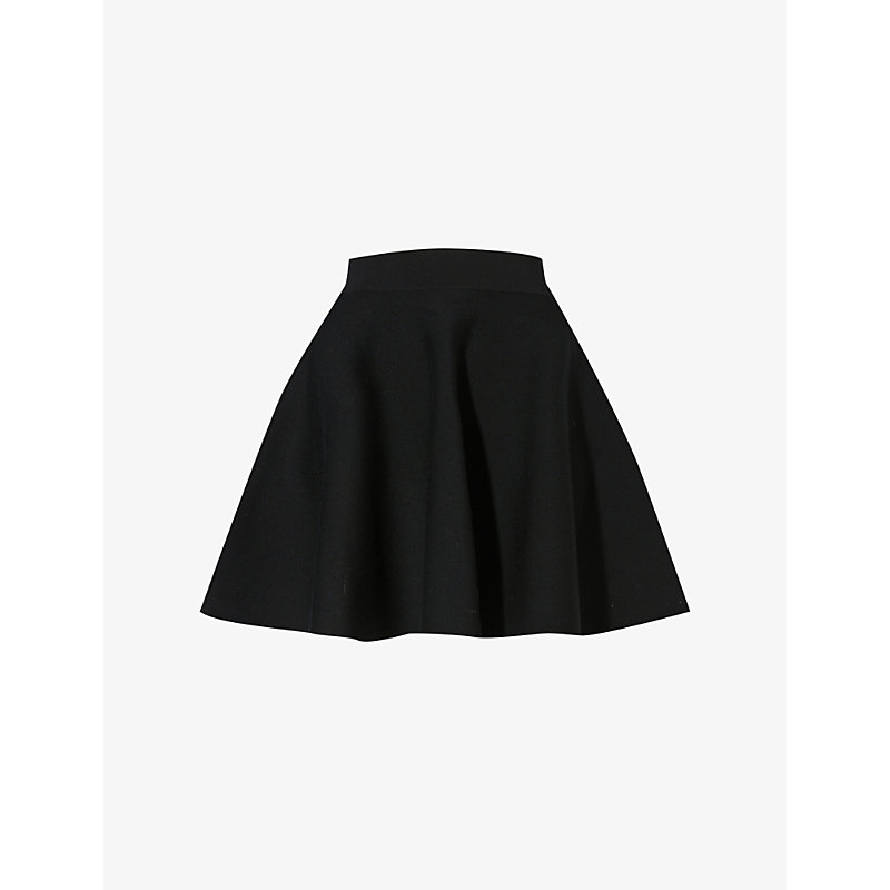Nina Ricci Flared Wool-blend Miniskirt In Black
