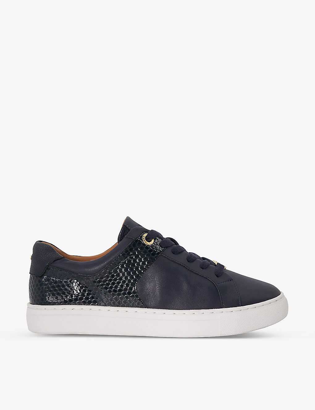 Dune Womens Navy-synthetic Elodie Faux-leather Low-top Trainers