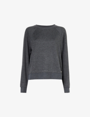 Vuori Womens Charcoal Heather Halo Boxy-fit Recycled-polyester-blend Jumper In Grey