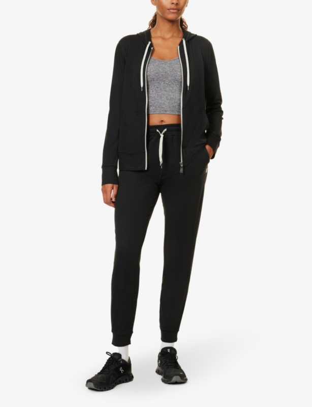 Performance tapered-leg stretch-polyester jogging bottoms