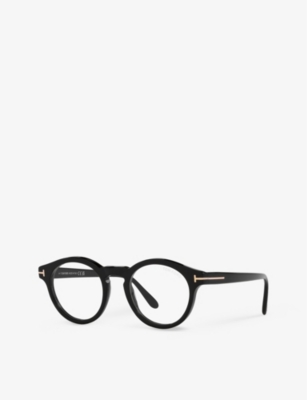 Shop Tom Ford Womens Black Tr001692 Ft5887-b Round-frame Acetate Glasses