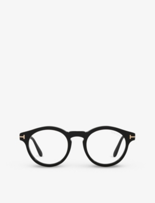 Tom Ford Womens Black Tr001692 Ft5887-b Round-frame Acetate Glasses