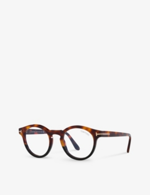 TOM FORD WOMENS BROWN TR001692 FT5887-B ROUND-FRAME ACETATE GLASSES 