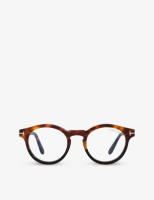 Tom Ford Womens Brown Tr001692 Ft5887-b Round-frame Acetate Glasses