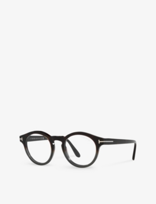 Shop Tom Ford Men's Brown Tr001692 Ft5887-b Round-frame Acetate Glasses