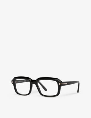 Shop Tom Ford Men's Black Tr001703 Ft5888-b Rectangle-frame Acetate Glasses