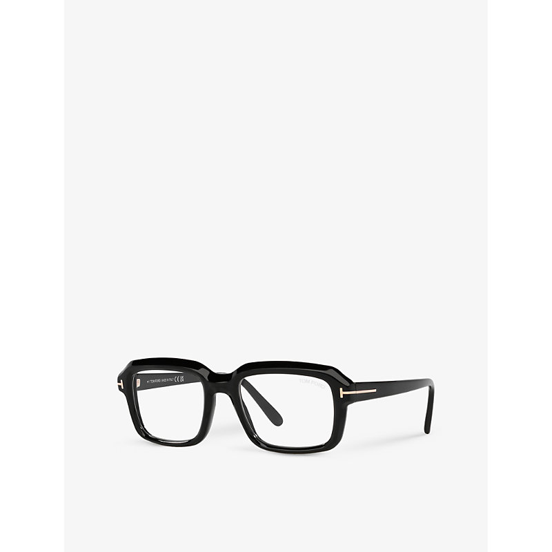 Shop Tom Ford Men's Black Tr001703 Ft5888-b Rectangle-frame Acetate Glasses