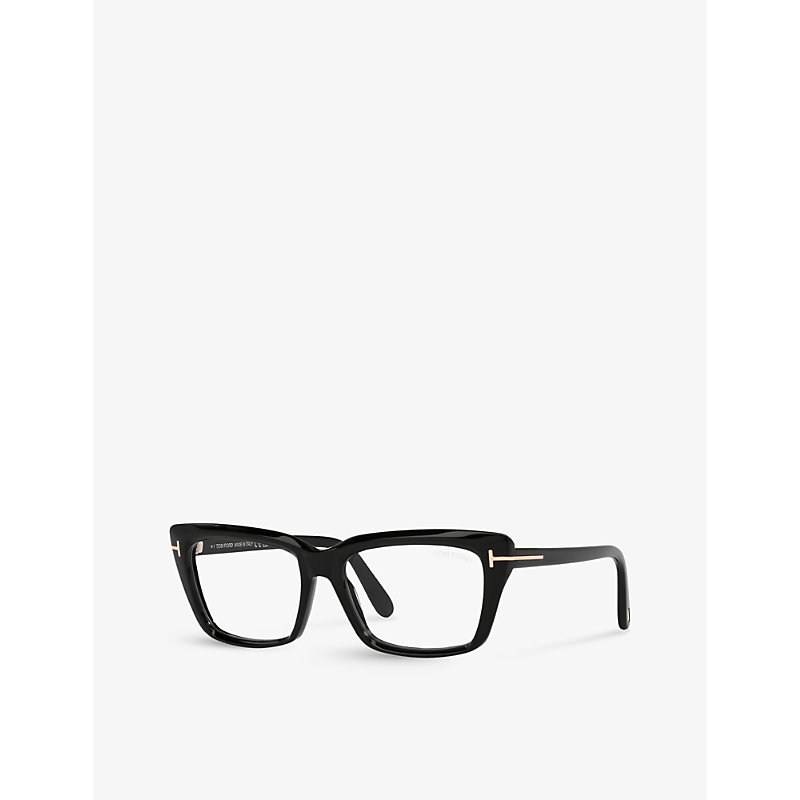 Shop Tom Ford Men's Black Ft5894 Rectangle-frame Acetate Optical Glasses