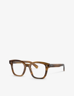 Shop Oliver Peoples Men's Brown Ov5525u Square-frame Acetate Optical Glasses