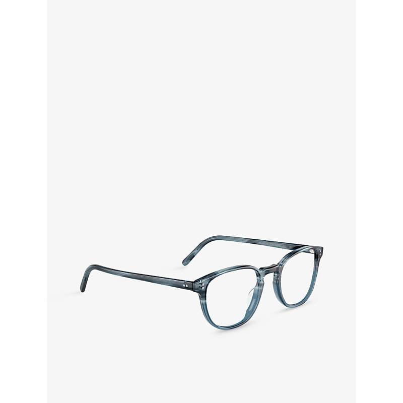 Shop Oliver Peoples Men's Blue Ov5219 Fairmont Square-frame Acetate Glasses