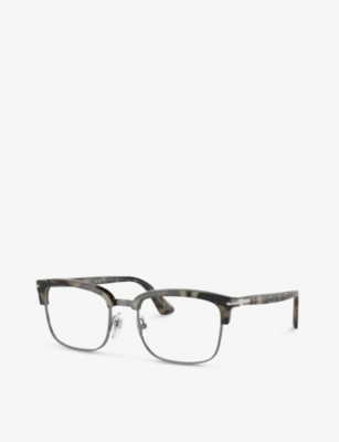 Shop Persol Men's Brown Po3340v Lina Rectangle-frame Acetate And Metal Optical Glasses