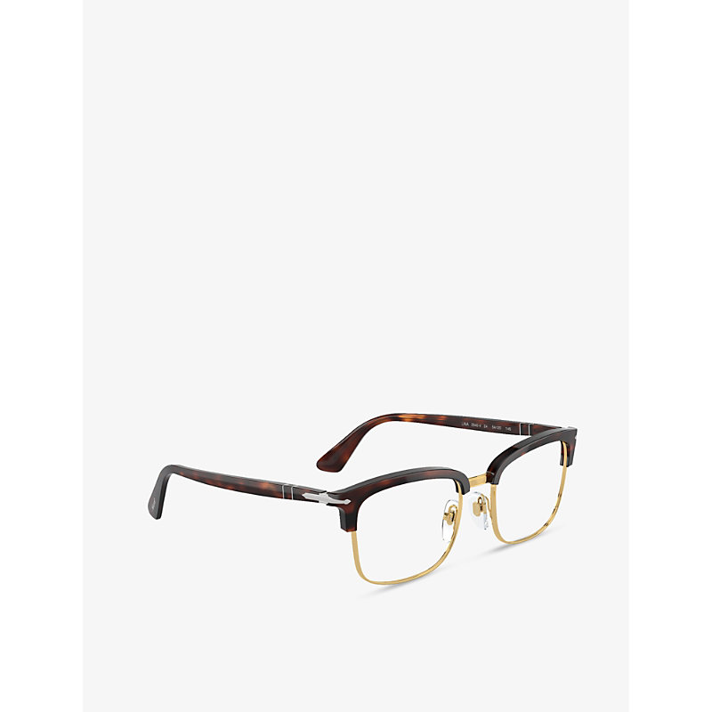 Shop Persol Men's Brown Po3340v Lina Rectangle-frame Acetate And Metal Optical Glasses