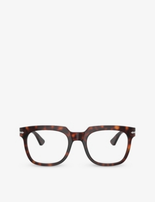 Persol Mens Brown Po3325v Square-frame Tortoiseshell Optical Glasses