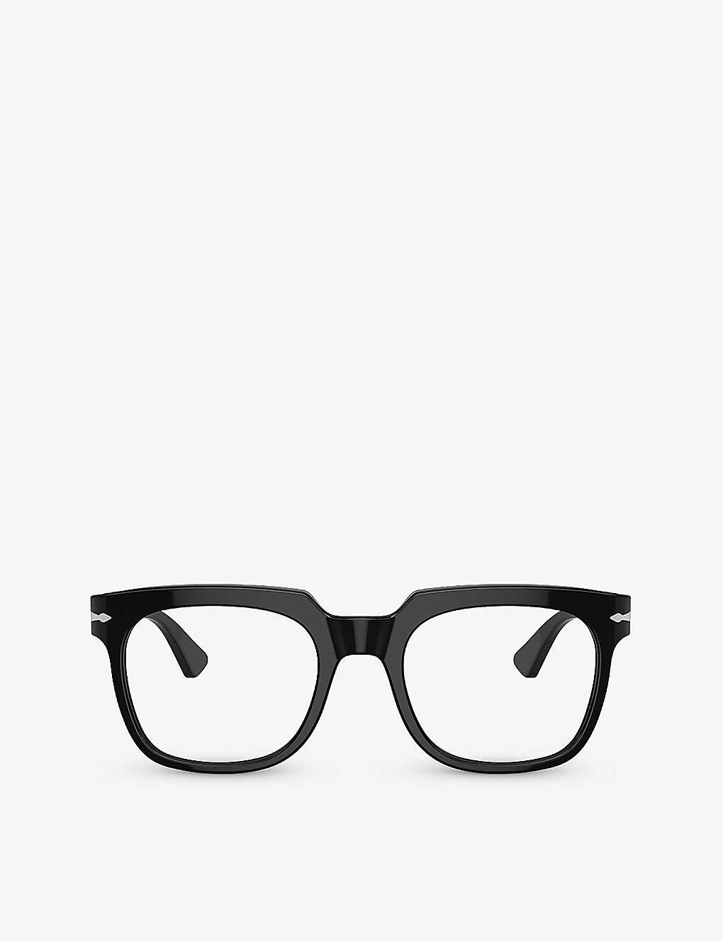 Persol Mens Black Po3325v Square-frame Acetate Optical Glasses