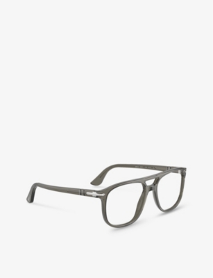 Shop Persol Men's Grey Po3329v Greta Pilot-frame Acetate Sunglasses
