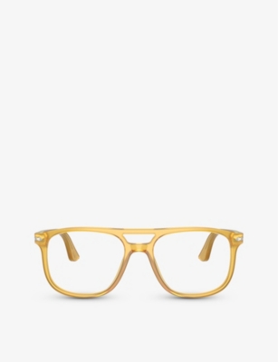 Persol Mens Yellow Po3329v Greta Pilot-frame Acetate Sunglasses