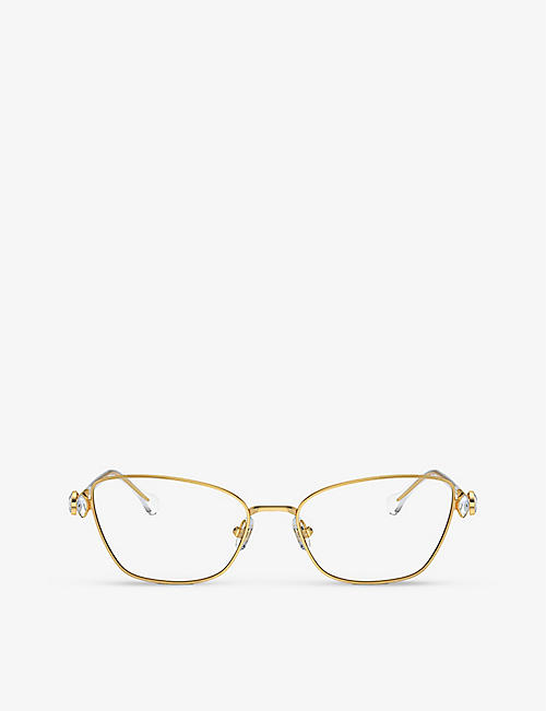 SWAROVSKI: SK1006 cat-eye gem-embellished metal optical glasses
