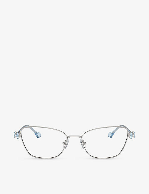 SWAROVSKI: SK1006 cat-eye gem-embellished metal optical glasses