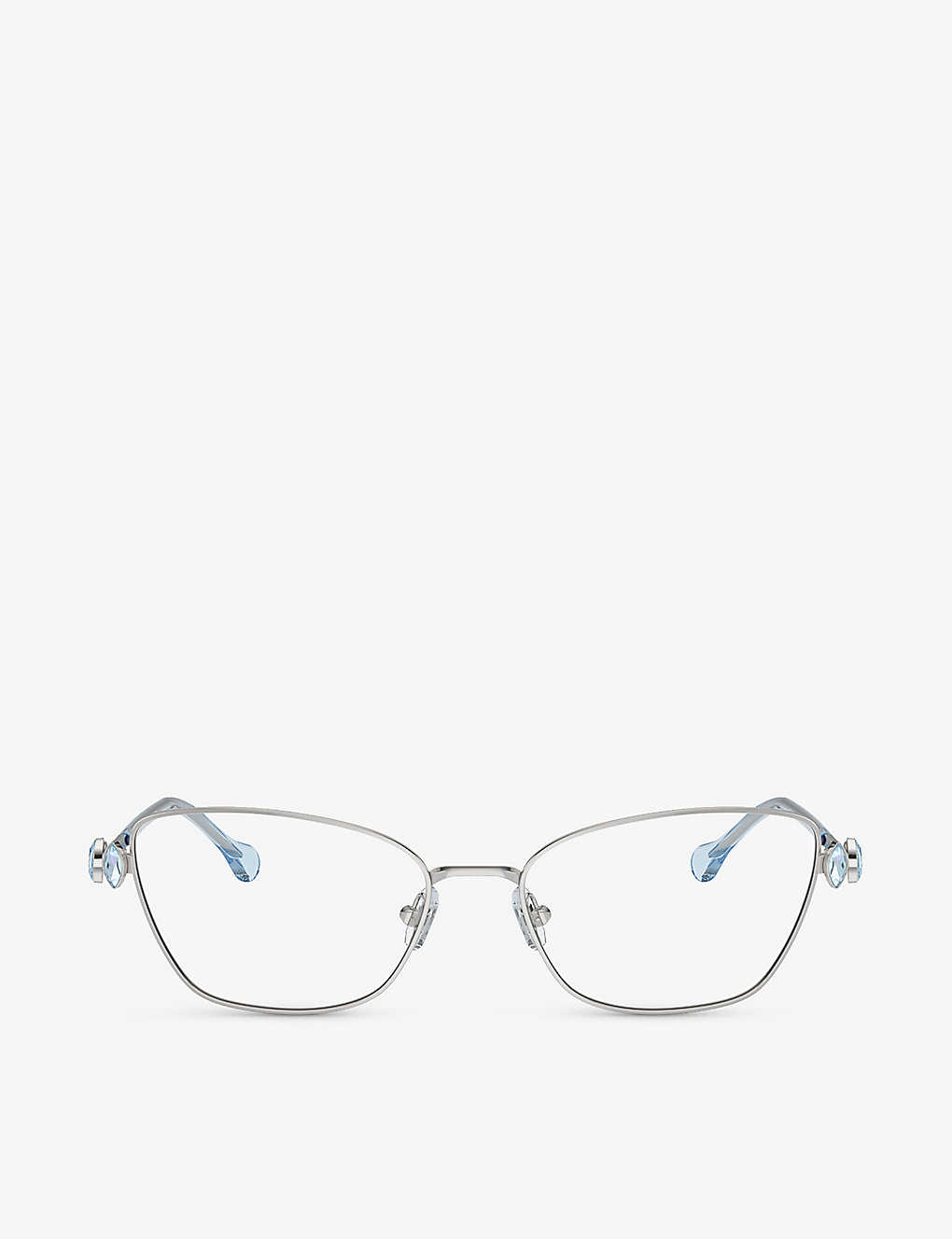 Swarovski Womens Silver Sk1006 Cat-eye Gem-embellished Metal Optical Glasses