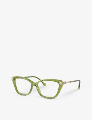 Shop Swarovski Sk2011 Square-frame Tortoiseshell Acetate Sunglasses In Green