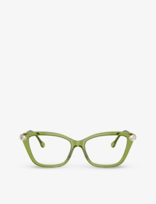 Swarovski Mens Green Sk2011 Square-frame Tortoiseshell Acetate Sunglasses