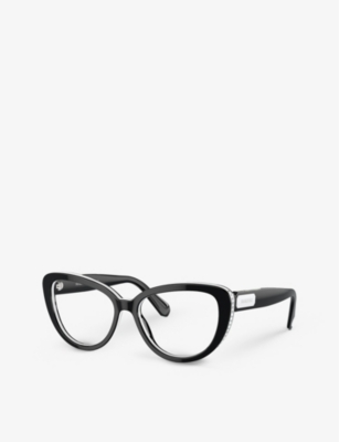 Shop Swarovski Womens Black Sk2014 Cat-eye Acetate Optical Glasses