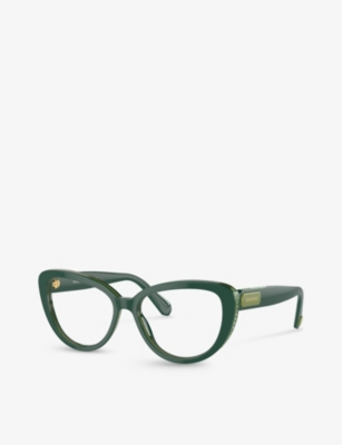 Shop Swarovski Womens Green Sk2014 Cat-eye Acetate Optical Glasses