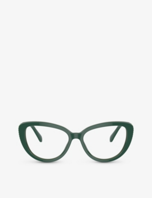 Swarovski Womens Green Sk2014 Cat-eye Acetate Optical Glasses