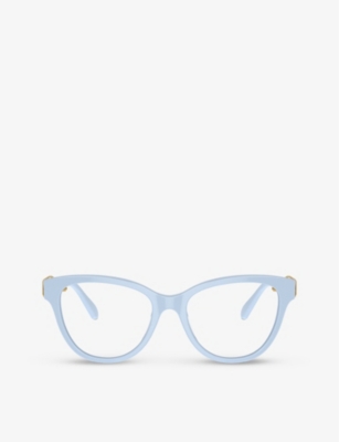 Swarovski Womens Blue Sk2004 Round-frame Gem-embellished Acetate Optical Glasses