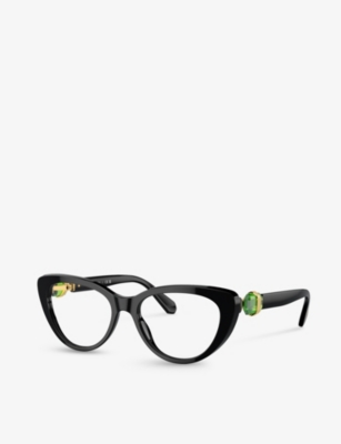Shop Swarovski Womens Black Sk2005 Cat-eye Acetate Optical Glasses