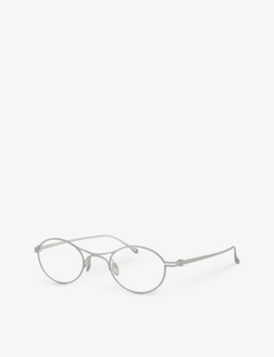Shop Giorgio Armani Women's Silver Ar5135t Oval-frame Titanium Optical Glasses