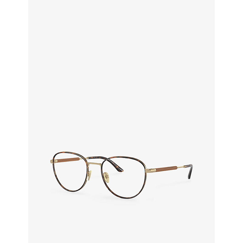 Shop Giorgio Armani Women's Gold Ar5137j Phantos-frame Steel Glasses
