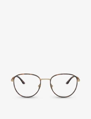 Shop Giorgio Armani Women's Gold Ar5137j Phantos-frame Steel Glasses