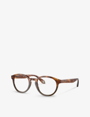 Shop Giorgio Armani Men's Brown Ar7248 Round-frame Tortoiseshell Acetate Eyeglasses