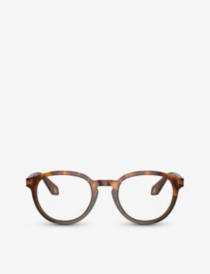 Shop Giorgio Armani Men's Brown Ar7248 Round-frame Tortoiseshell Acetate Eyeglasses