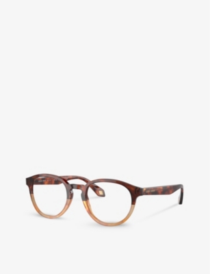 Shop Giorgio Armani Mens Brown Ar7248 Round-frame Tortoiseshell Acetate Eyeglasses
