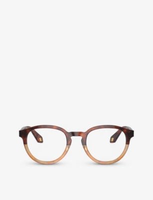 Shop Giorgio Armani Mens Brown Ar7248 Round-frame Tortoiseshell Acetate Eyeglasses