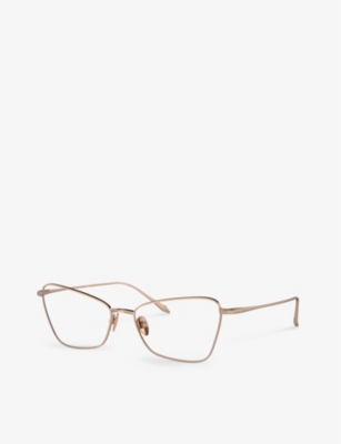 Shop Giorgio Armani Women's Gold Ar5140 Cat Eye-frame Metal Glasses