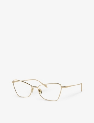 Shop Giorgio Armani Men's Gold Ar5140 Cat Eye-frame Metal Glasses