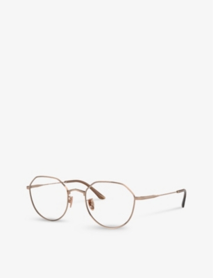 Shop Giorgio Armani Womens Gold Ar5142 Round-frame Metal Glasses